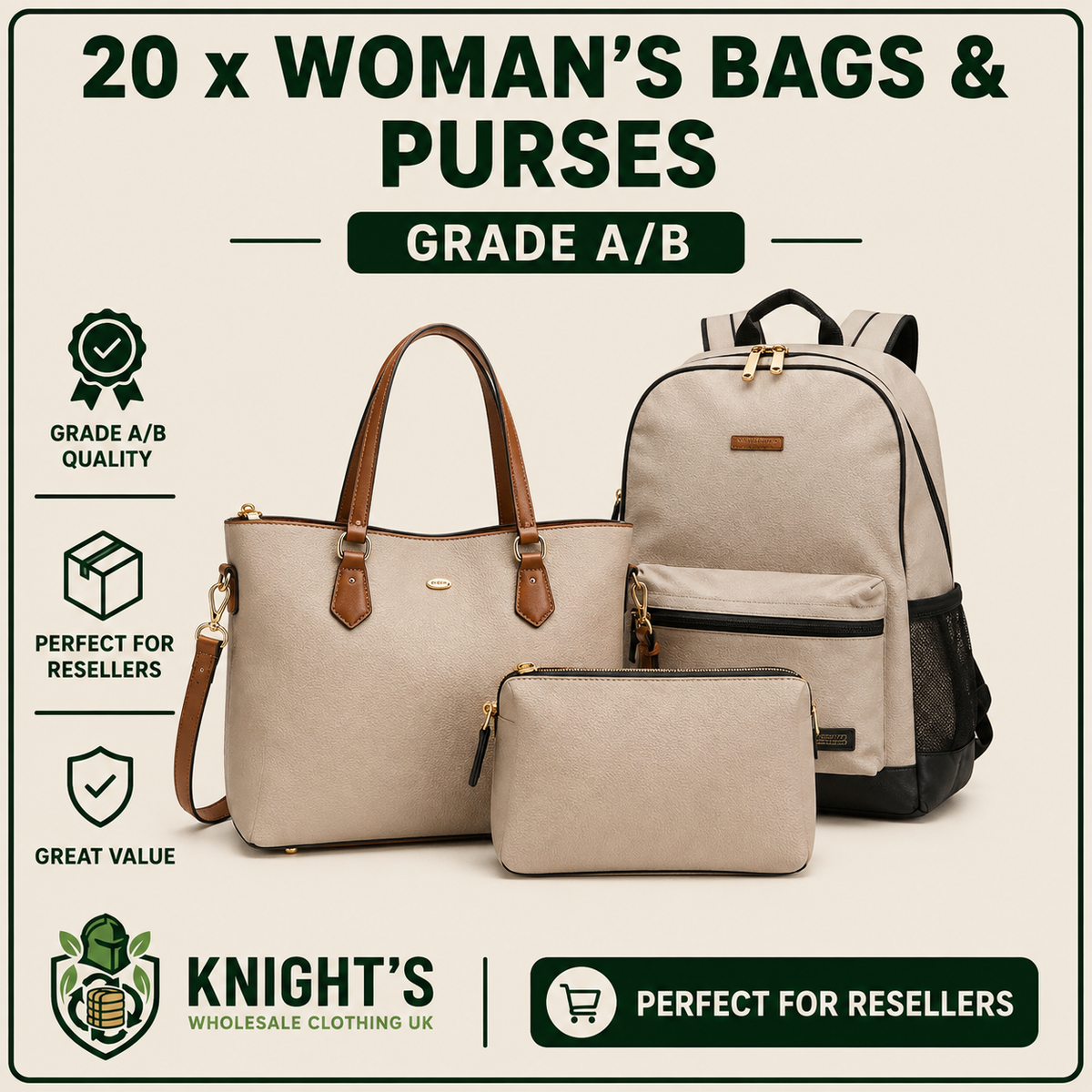 20 Pieces - Woman’s Bags & Purses Grade A/B