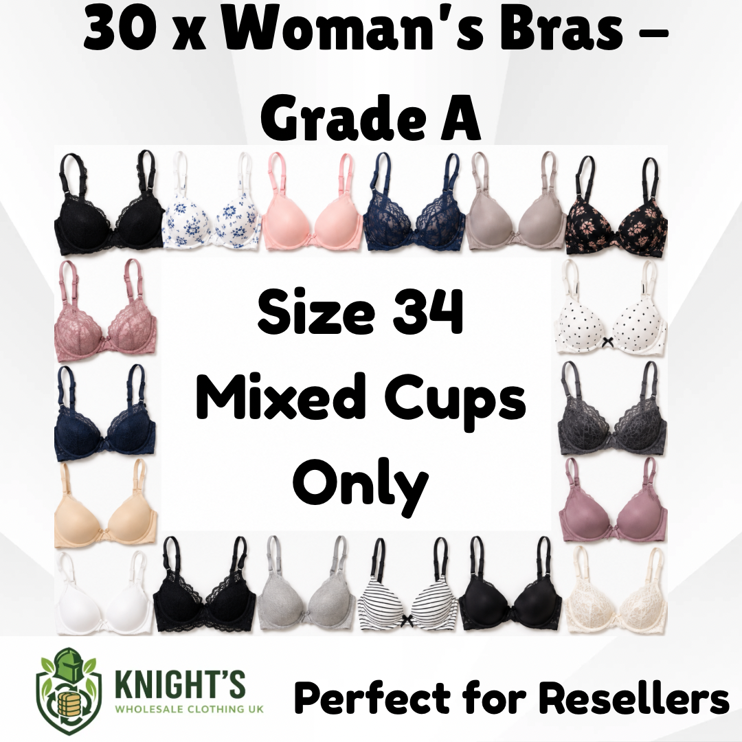 30 x Size 34 (Mixed Cups) Only Woman’s Bras - Grade A
