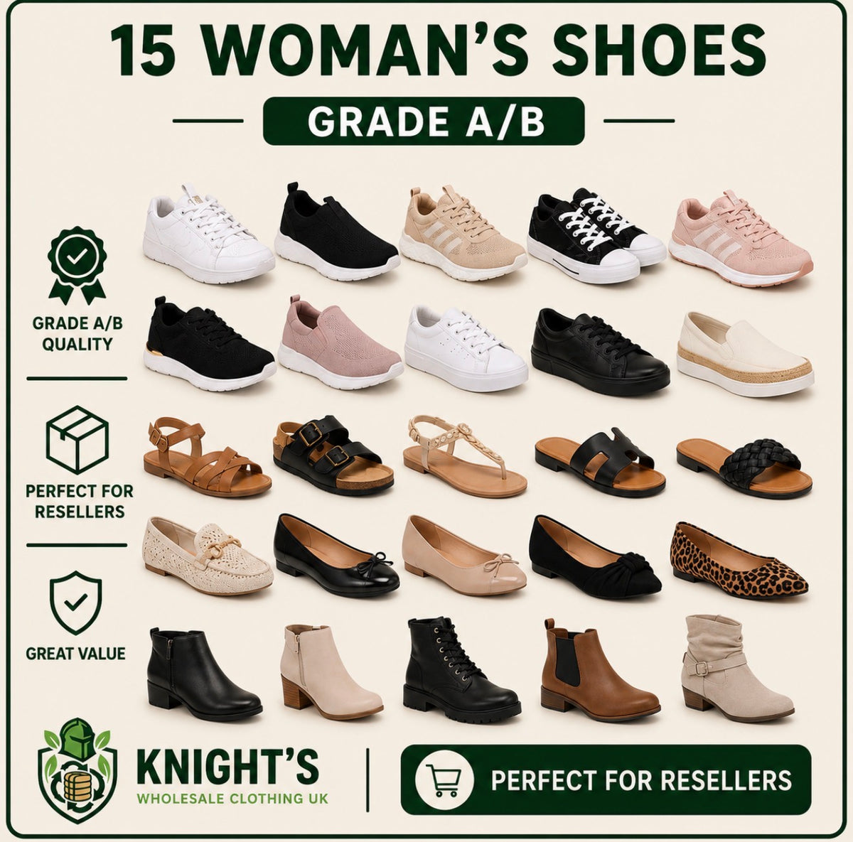 15 Pairs - Woman’s Shoes - Grade A/B