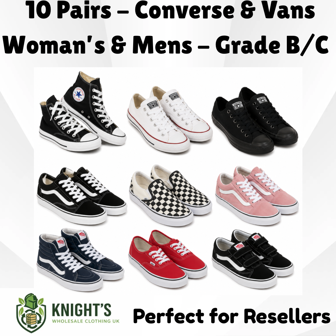 10 Pairs - Vans and Converse Shoes - Mens & Women’s - Grade B/C