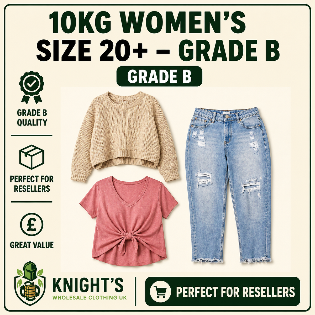 10kg Woman’s Plus Size 20+ Clothing - Grade B