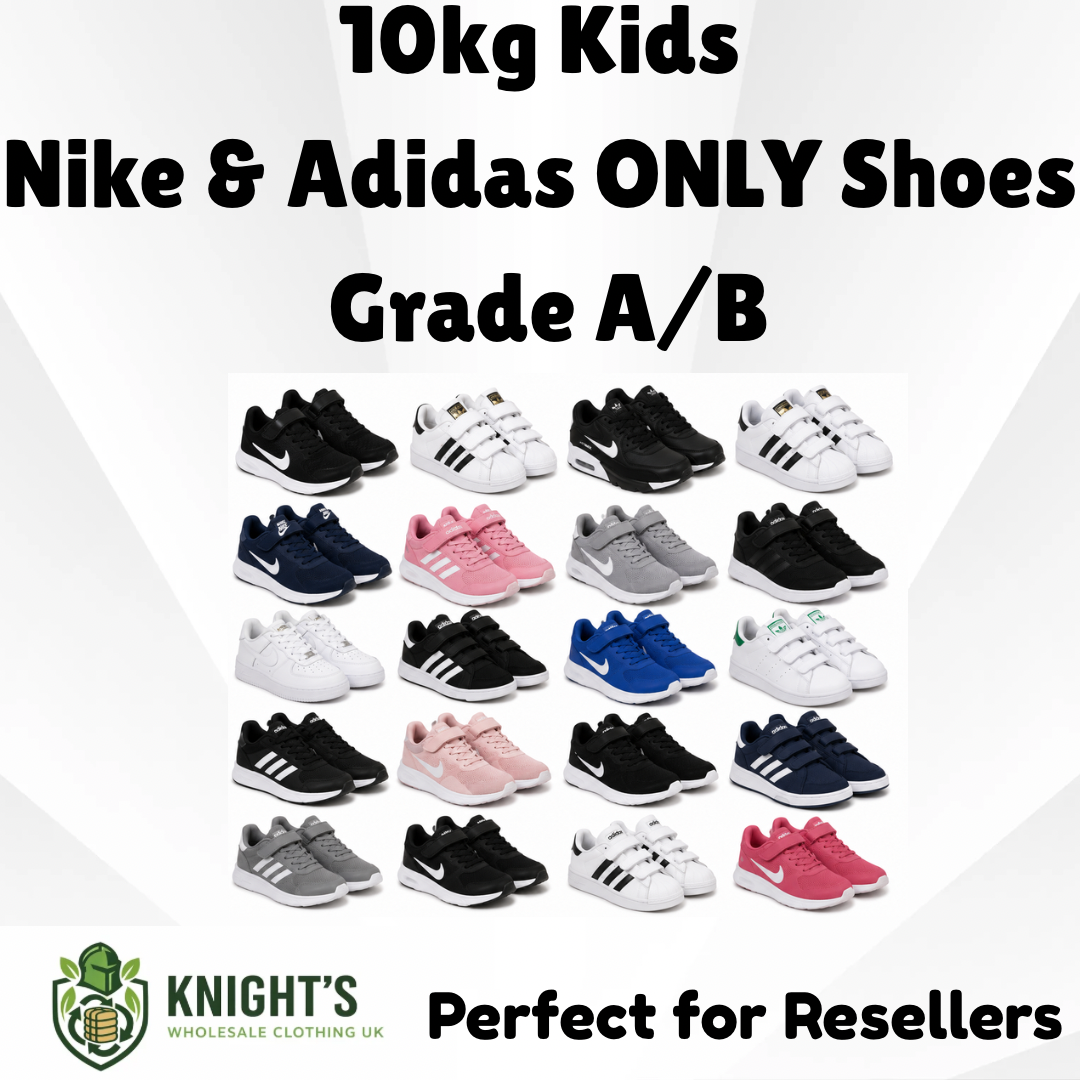 10kg Kids Nike & Adidas ONLY Shoes - Grade A/B - Mixed Styles and Sizes