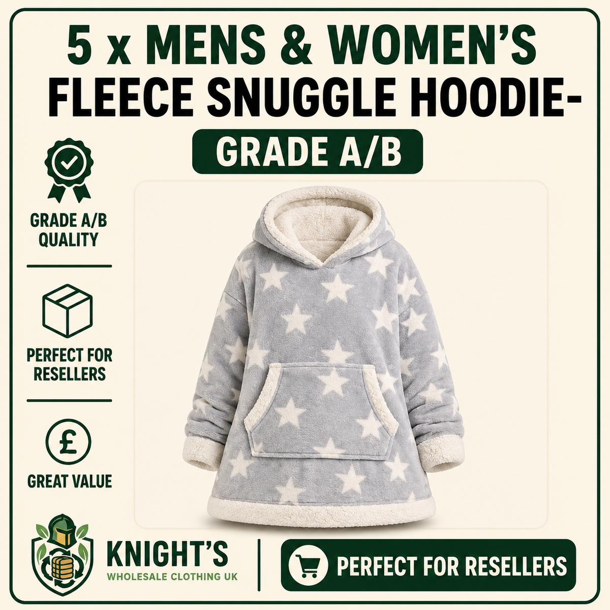 5 x Fleece Snuggle Hoodies - Men’s & Woman’s - Grade A/B