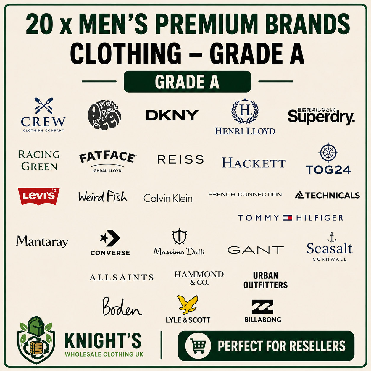 20x Men’s Designer Brand Bundle Grade A– Perfect for Resale Profit