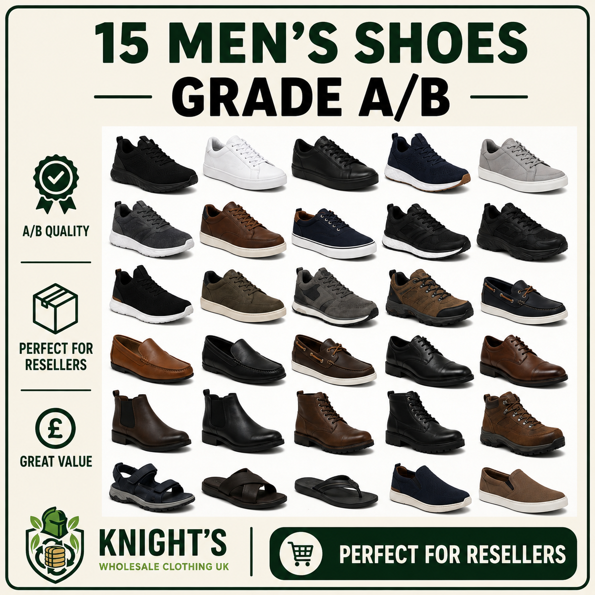 15 Pairs Men’s Shoes - Grade A/B