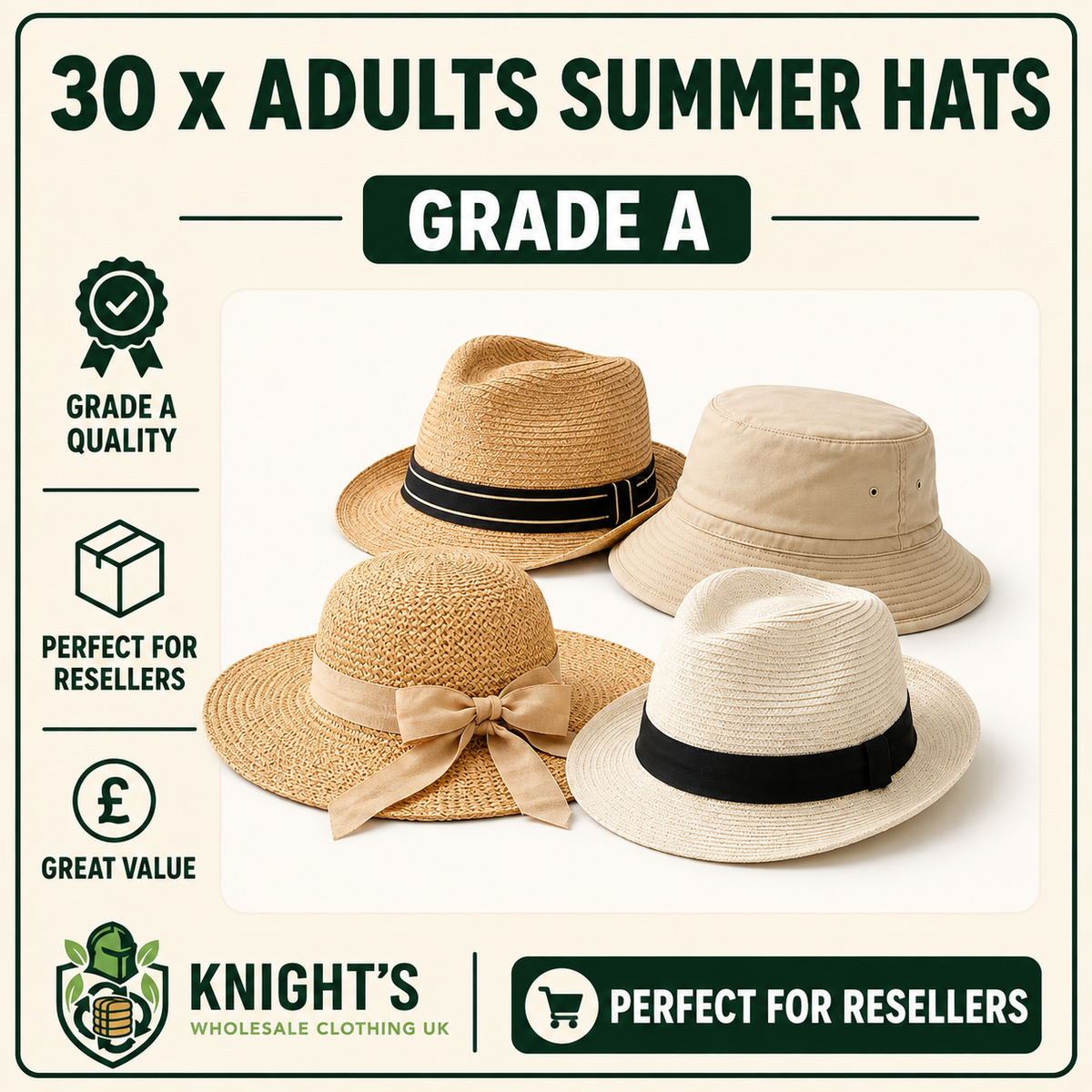 30x Summer Hats - Adults - Grade A