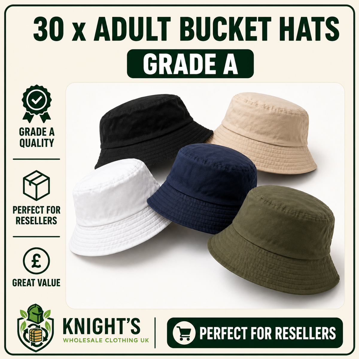 30 x Adult Bucket Hats - Grade A