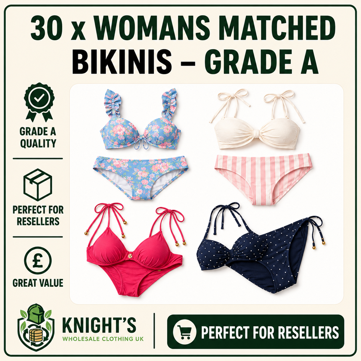 30 x Woman’s Matched Bikinis - Grade A
