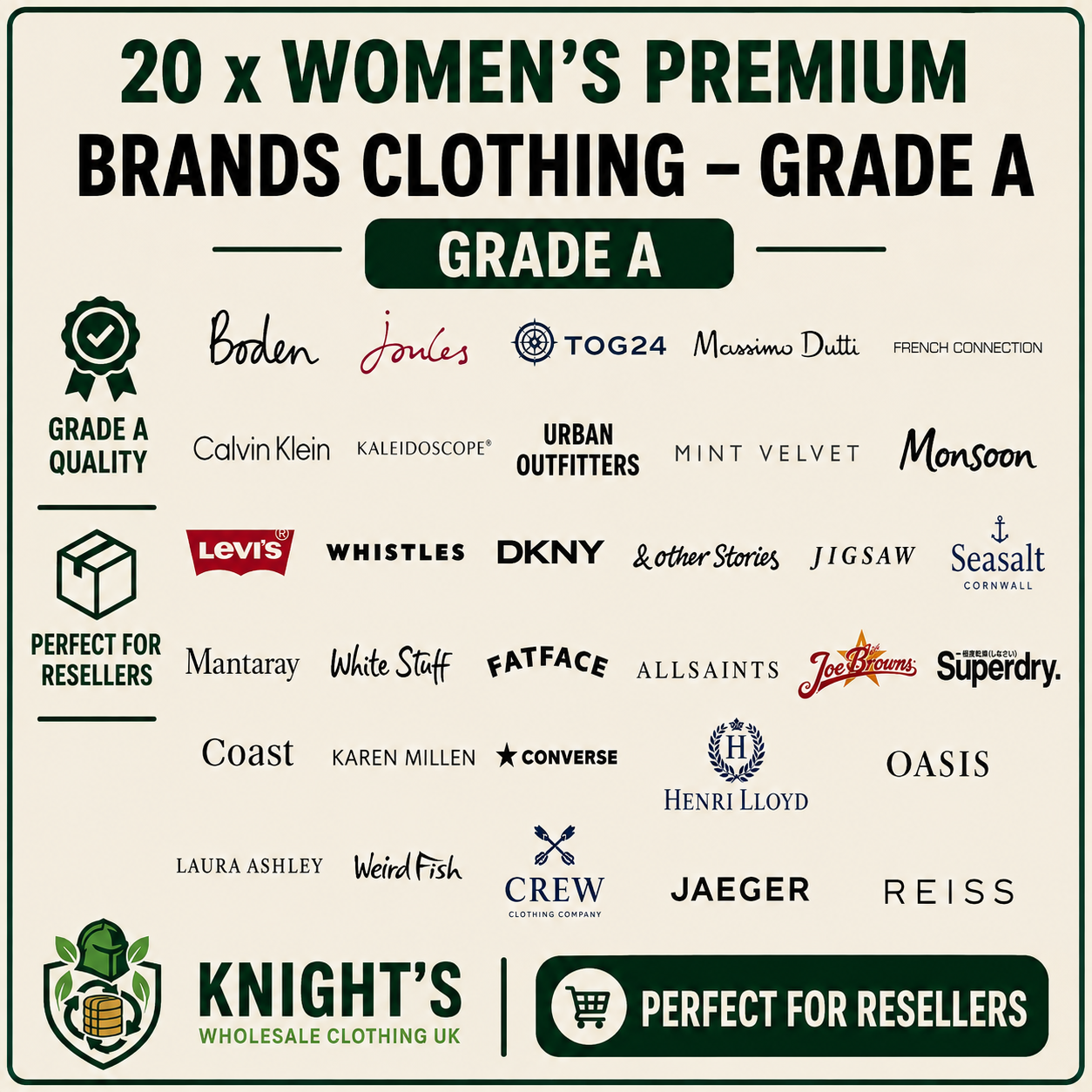 20x Women’s Designer Brand Bundle Grade A– Perfect for Resale Profit