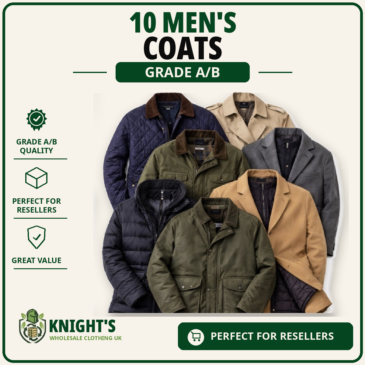 10 x Men’s Coats - Grade A/B