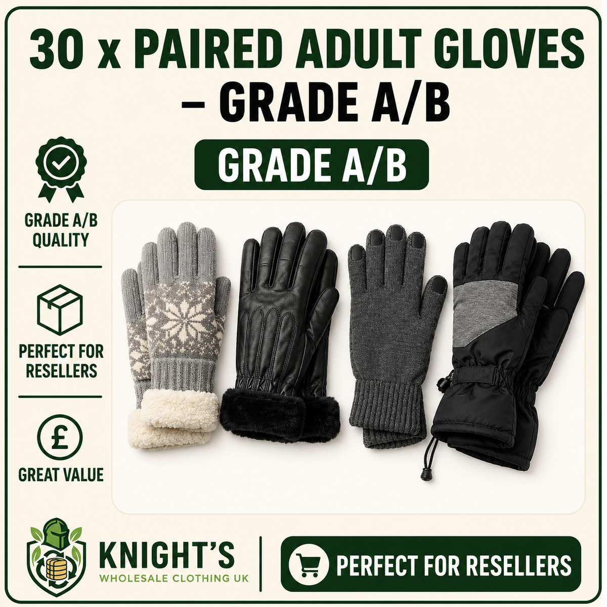 30 x Paired Gloves - Men’s & Woman’s - Grade A/B
