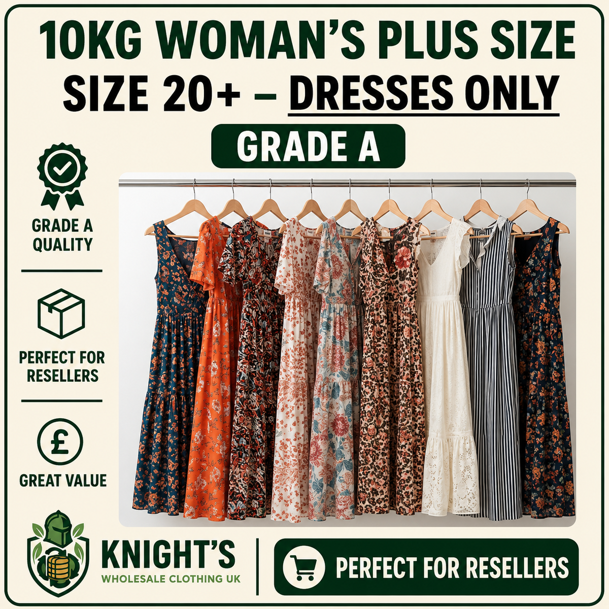 10kg Woman’s Size 20+ Dresses Only - Grade A