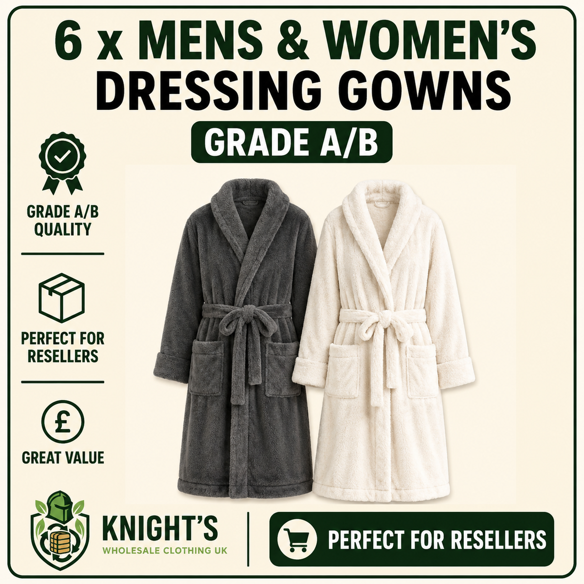 6 x Dressing Gowns - Mens & woman’s - Grade A/B