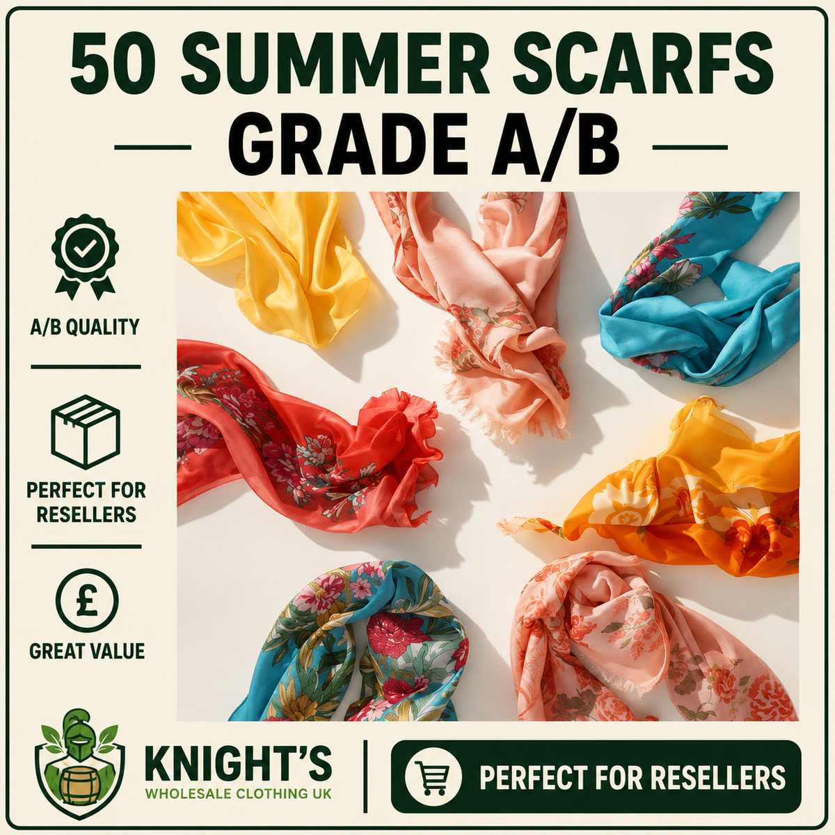 50 x Summer Adults Scarfs Grade A/B