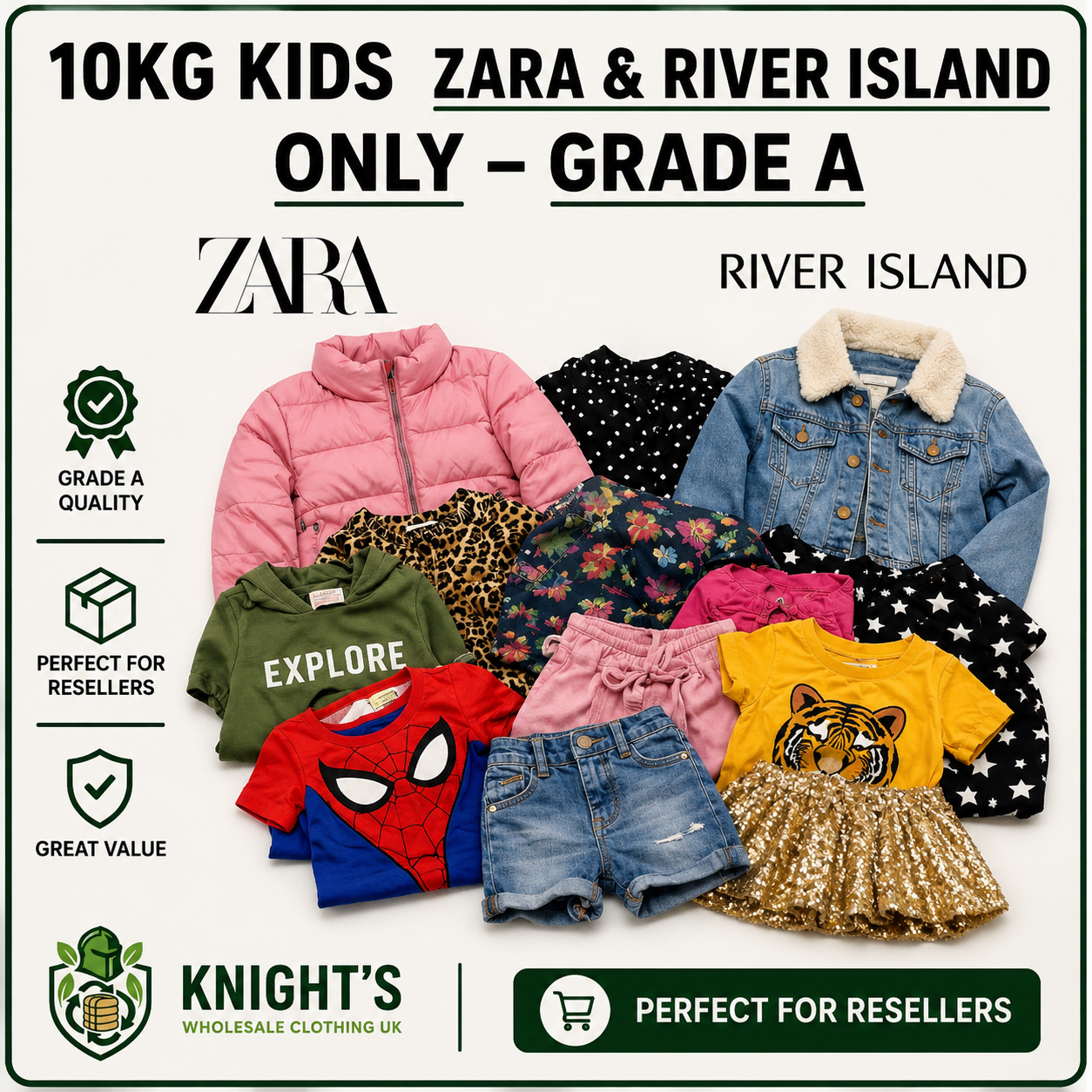 10KG - River Island & Zara ONLY- Boys & Girls Clothing - Grade A