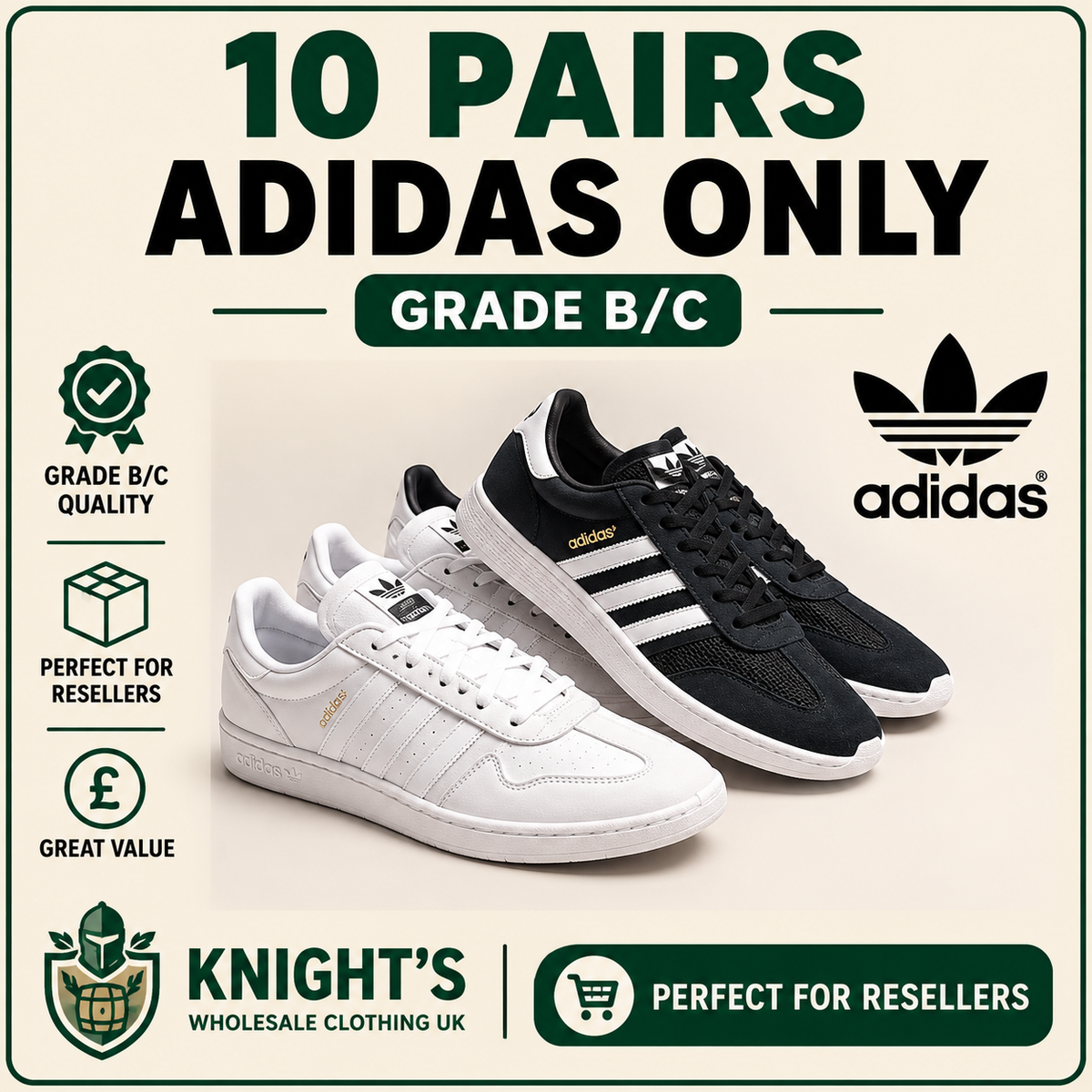 10 Pairs - Adidas  Trainers ONLY - Mens & Woman’s - Grade B/C