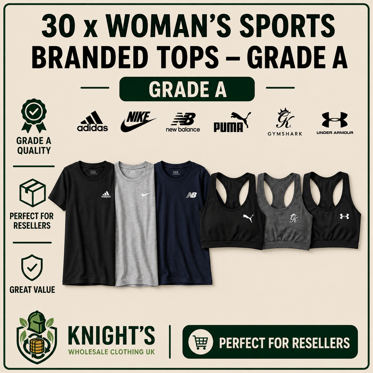 30x Women’s Sports Branded T-Shirts/ Tops - Grade A - Nike, Adidas & more…