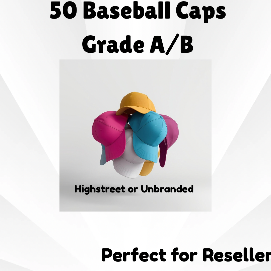 50 Baseball Caps Hats Adults Grade A/B
