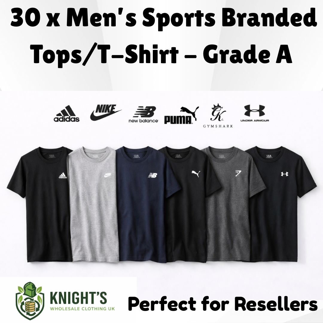 30x Men’s Sports Branded T-Shirt/Tops - Grade A- Nike, Adidas & more…